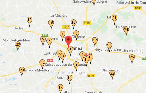 Carte des centres de recyclage de la FFB