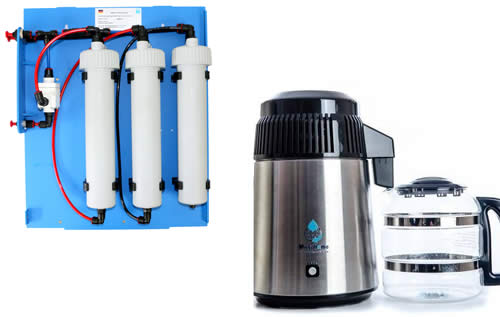 Image d'un filtre d'eau osmosée Rowa et d'un distillateur d'eau MegaHome